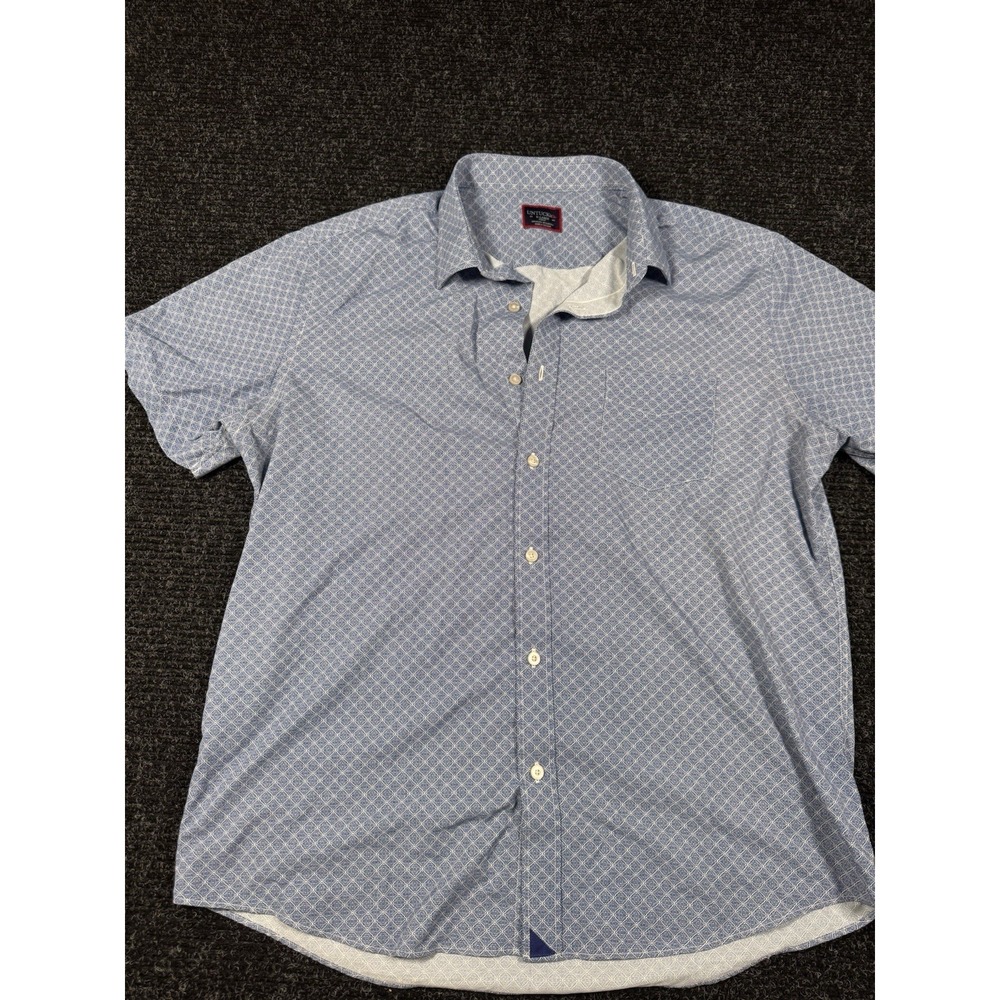 UNTUCKit Weibel Shirt Mens XL Slim Fit Blue Geometric Performance Stretch SS